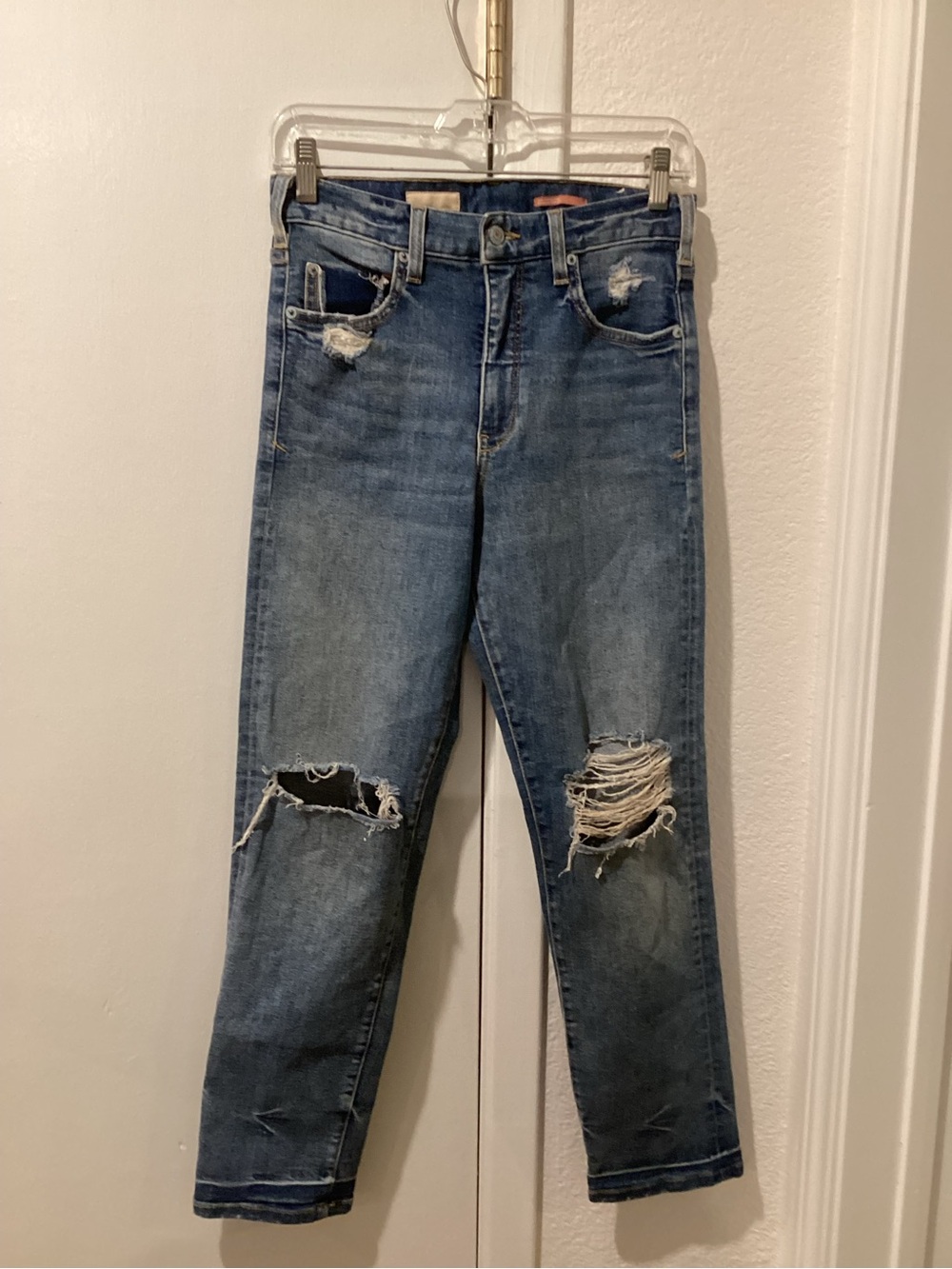 Pilcro Distressed Boyfriend Jeans in Medium Blue